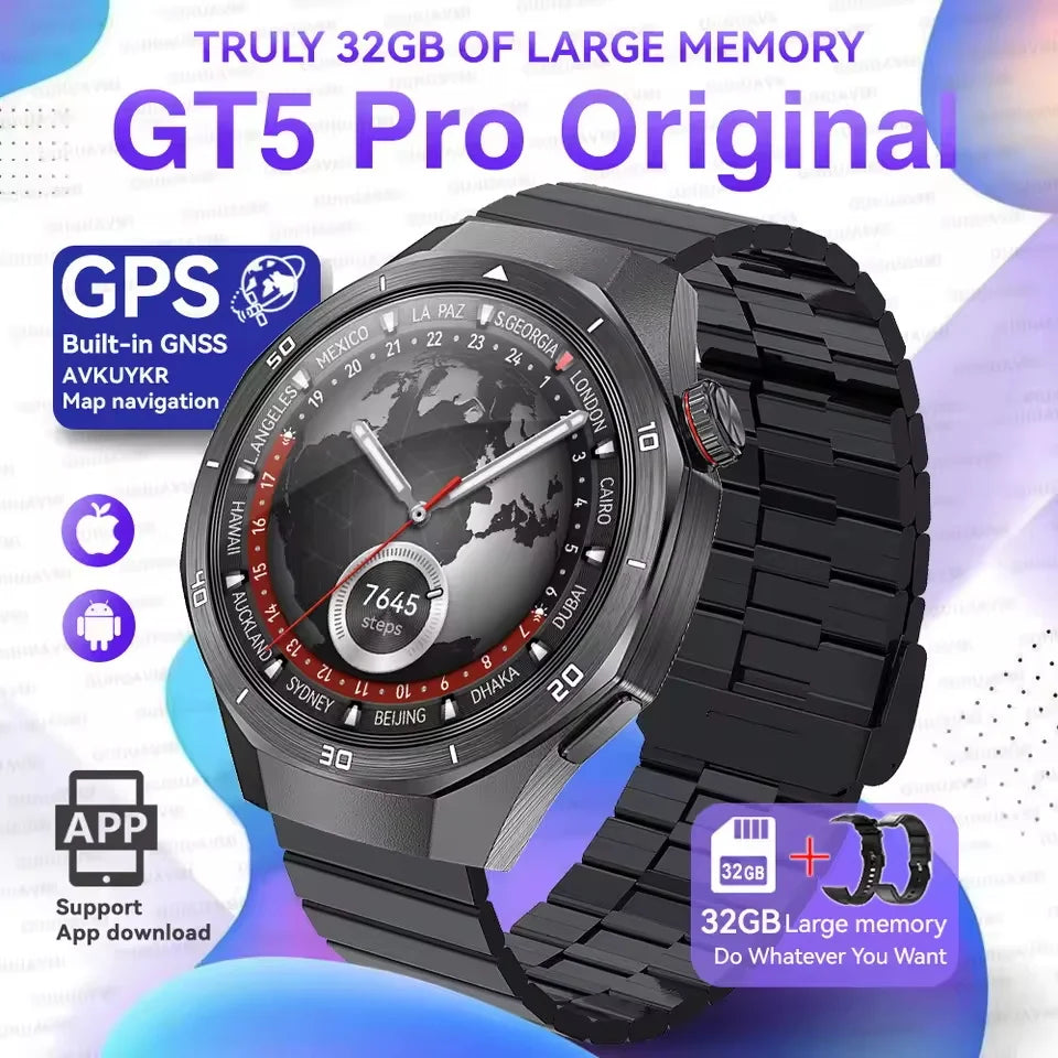 2025 NEW Fashion Men 32GB Big Memory SmartWatch APP Download TWS 3D Menu GPS Navigation Video Play Motion HD Call Watch GUHUAVMI