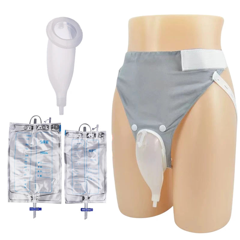 【B】1Set Reusable Silicone  Collector Bags Adults Urinal With  Catheter Bags Male Female Toilet
