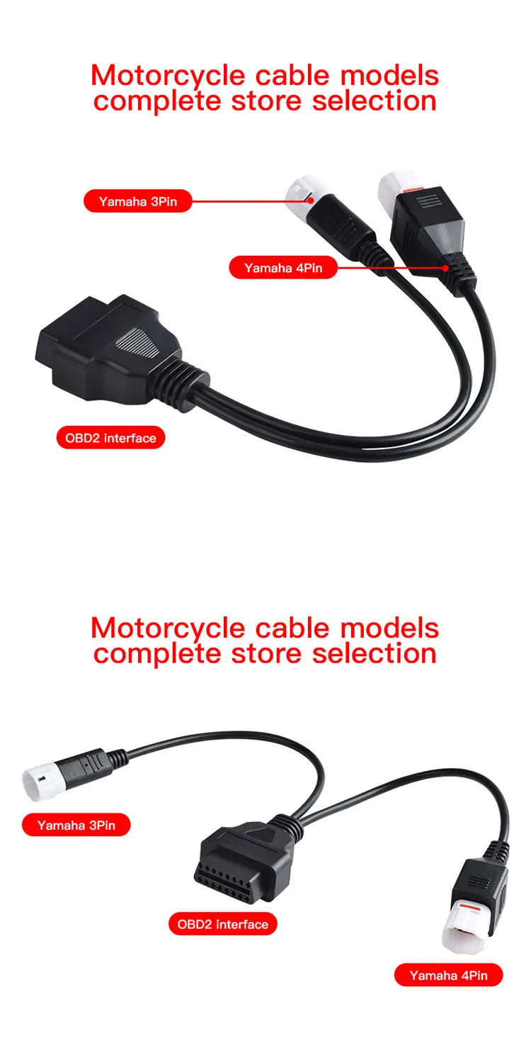 For Yamaha 3/4 /6 Pin To OBD2 Connector Motorbike OBDII Diagnostic Cable OBD Fault Code Reader Adaptor Extension Cable