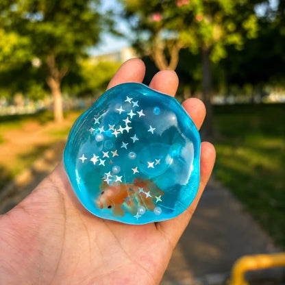 Coconut Oil Goldfish Stress Ball Moldable Squishy Transparency Maltose Squeeze Toy Fun Anti-stress Sensory Toy for Adult Gifts