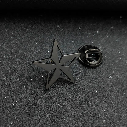 Classic Round Five-pointed Star Gold-plated Brooch, Men's Collar Lapel Pin Black, Suit Accessories, Gift for Husband