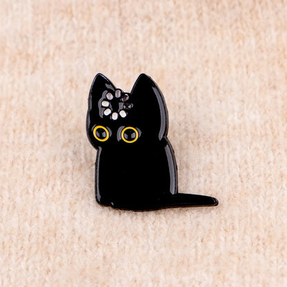 "Loading" Black Cat Enamel Pin Cute Brooch Pines Lapel Pins Badge on Backpack Clothing Accessories Animal Jewelry Friends Gifts