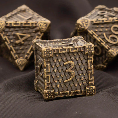 DND Metal Dice Set Dragon Scale Dice Role Playing Games Polyhedral Dice RPG Dice D20 D12 D10 D8 D6 D4