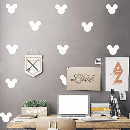 24pcs/set Cartoon Mouse Head Wall Stickers For Kids Baby Rooms Poster Kitchen Label Peel & Stick Removable Art Wall Decals