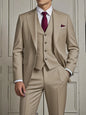 Men's Smart Casual 3-Piece Suit Single Breasted Solid Slim Fit Elegant Office Party Wedding Set