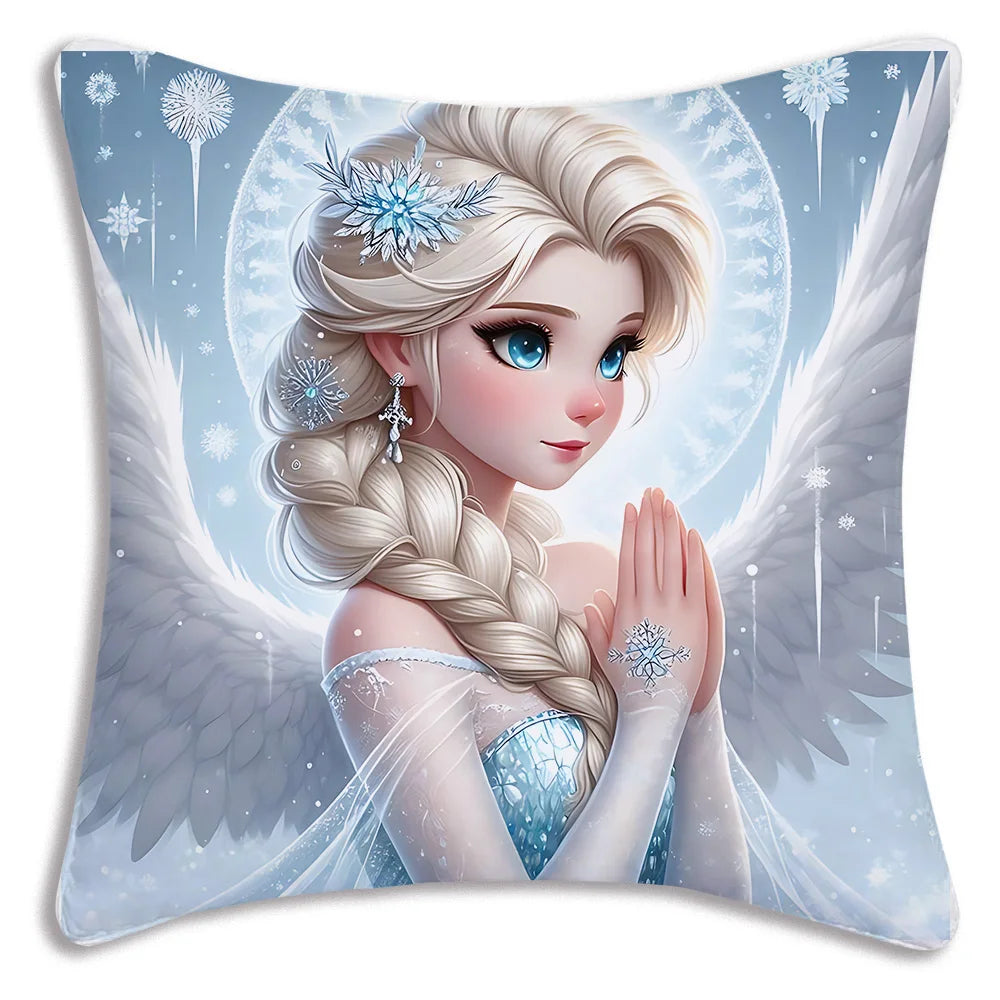 Cute Cartoon Frozens Elsas Pillow Covers Cartoon Sofa Decorative Home Double-sided Printing Short Plush Cute Cushion Cover