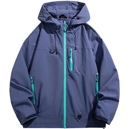 Men's Outdoor Jacket Waterproof Windbreaker Sports Climbing Trekking Multiple Pockets Skiing Softshell Zipper Hooded Jackets