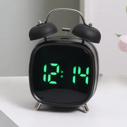 Voice Control Digital Alarm Clock Double Bell Super Loud for Heavy Sleeper Night Mode 12/24H Night Anti-disturb Table LED Clock