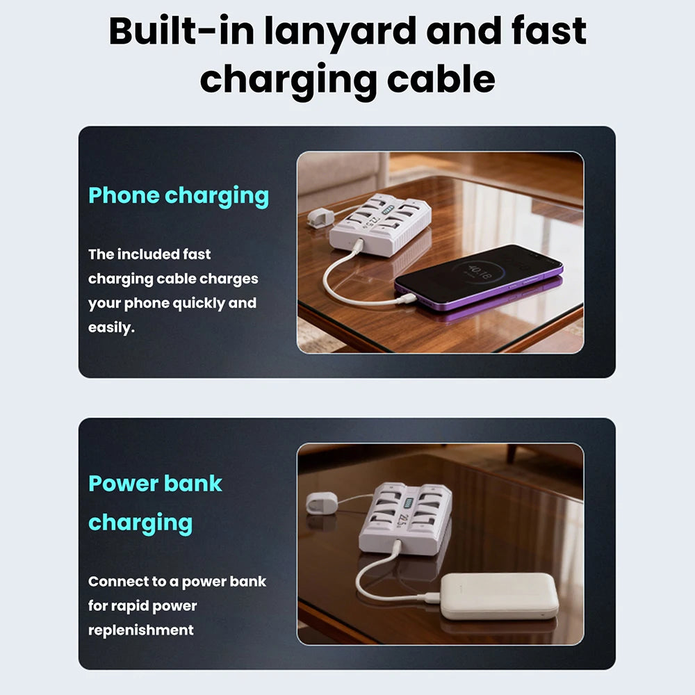 2x 21700 Power Bank Box DIY Kit 22.5W Fast Charging Dual Mode Battery Case One-Click Battery Swap Phone Charging Not Batteries