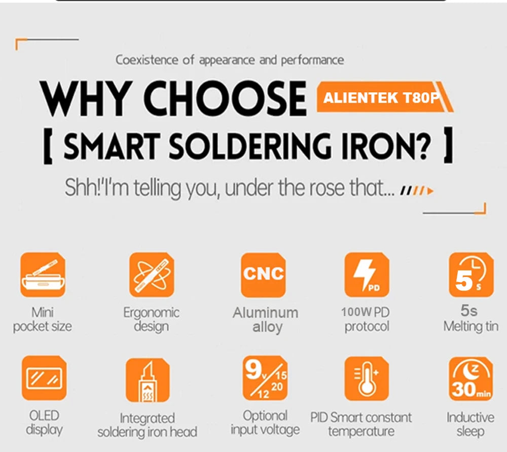ALIENTEK T80P Soldering Iron Electric 100W Adjustable Digital Display Automatic Sleep PCB Precision Soldering Iron Repair Tool