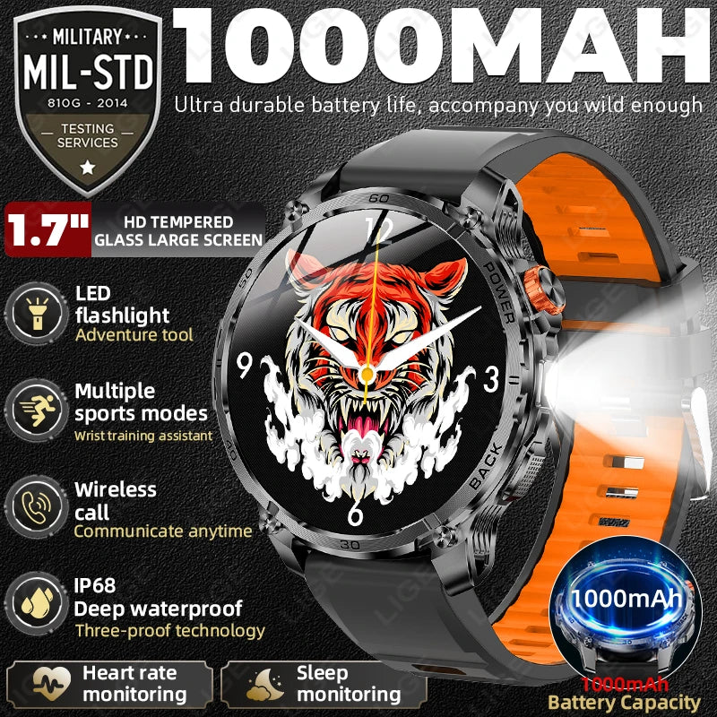 T-Rex 3 Military 1000mAh Super Capacity Battery Men Smart Watch 1.75" HD Screen Call 5ATM Waterproof Sport Smart Watches For Men