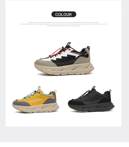 Men's Hiking Shoes Breathable Mesh Leather Upper Non-slip Rubber Sole Outdoor Casual Trekking Walking Shoes Size 39-45