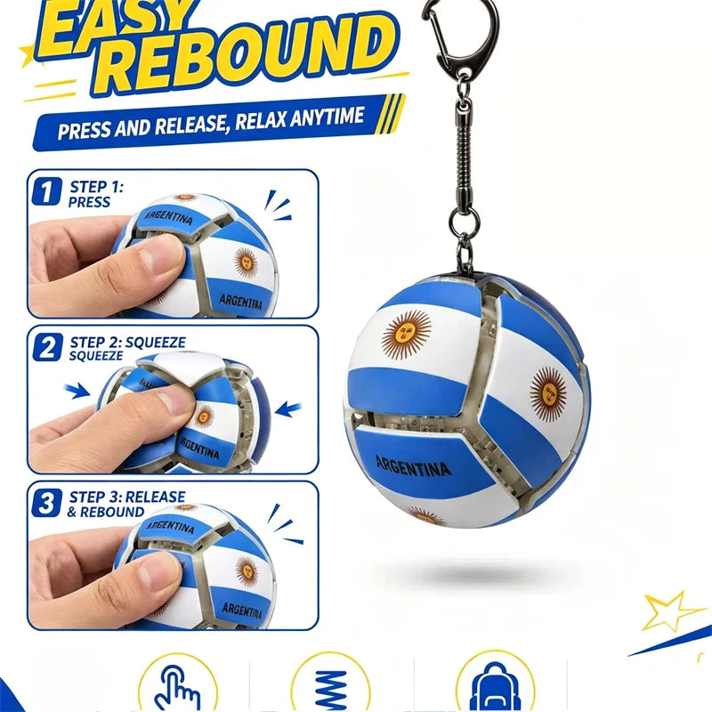 Soccer Ball Fidget Button Keychain Clicky Stress Relief Toy 3D Soccer Football Sport Ball for Men Women Car Key Handbag Gift