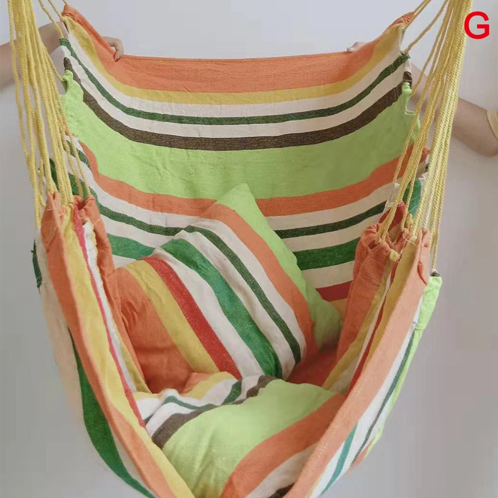 Outdoor Thicken Canvas Hammock Home Garden Leisure 1 Person Swing Chair Camping Hunt Rest Stripe Hanging Bed Chair