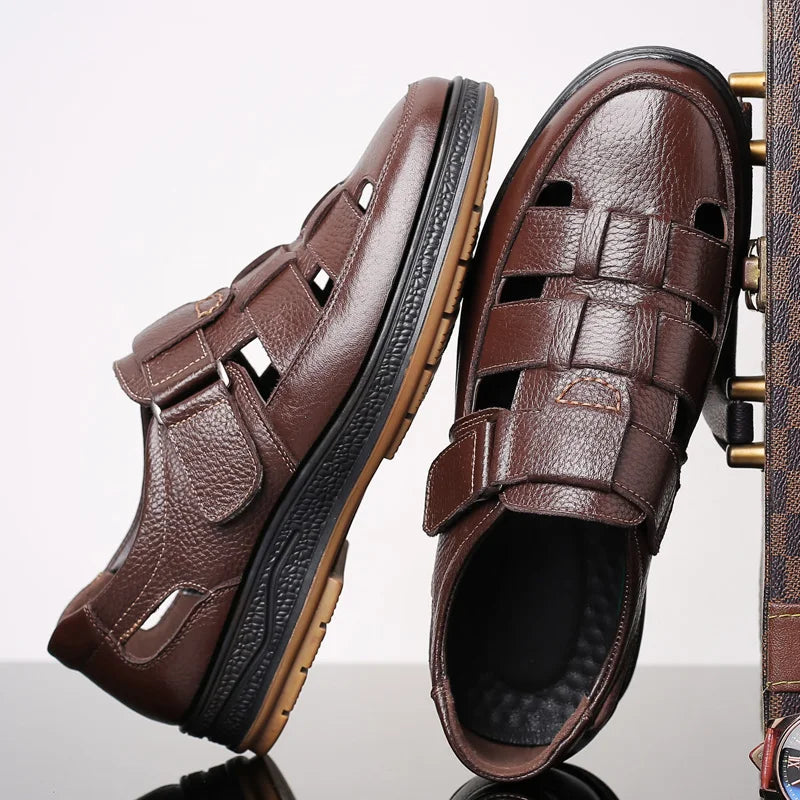 Men's Slip-on Hollow-out Loafers, Summer Comfortable Breathable Cutout Shoes, Non-slip for Outdoor & Driving-XH9608