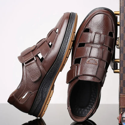 Men's Slip-on Hollow-out Loafers, Summer Comfortable Breathable Cutout Shoes, Non-slip for Outdoor & Driving-XH9608