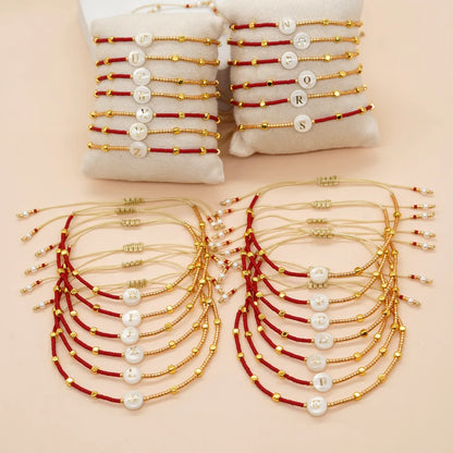 Go2boho New In Dainty Tiny Friendship Bracelets For Women Shell Letter Jewerly A-Z Charm Summer Fashion Design The Best Gift To