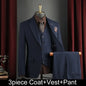 Men Suit Outfit Simple Solid Turn Down Collar Blazer Man Single-breasted Vest Straight-leg Pant Male Slim Wedding 3-piece Set