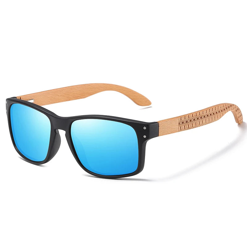 XSW Brand Design Beech Wood Handmade Sunglasses Men Polarized Eyewear Outdoor Driving Sun Glasses Reinforced Hinge 5527