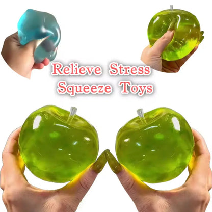 @Squishy Green Apple Stress Ball Soft Fidget Sensory Toy for ADHD Autism Slow Rebound Squeeze Toy for Adults Kids Christmas Gift