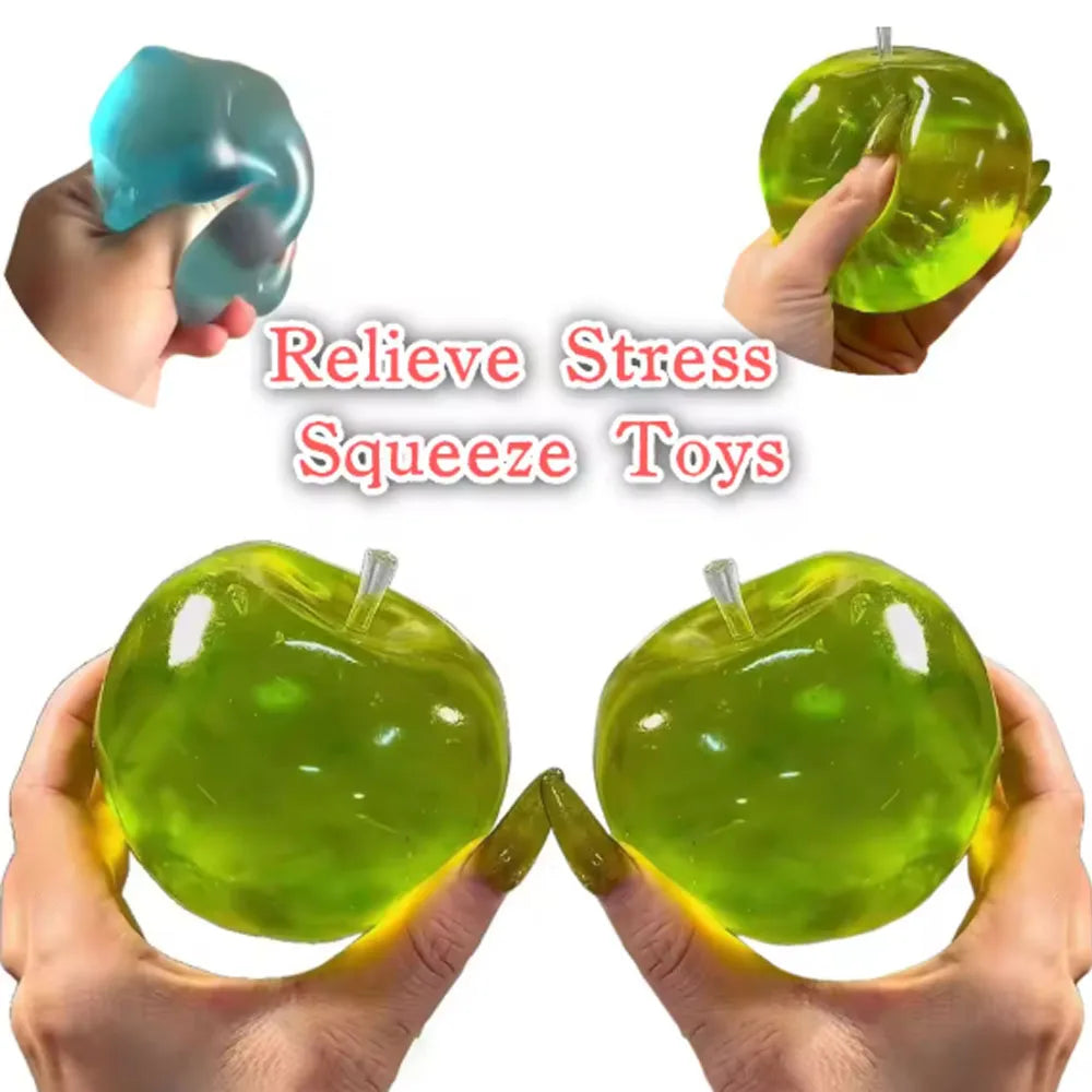 @Squishy Green Apple Stress Ball Soft Fidget Sensory Toy for ADHD Autism Slow Rebound Squeeze Toy for Adults Kids Christmas Gift