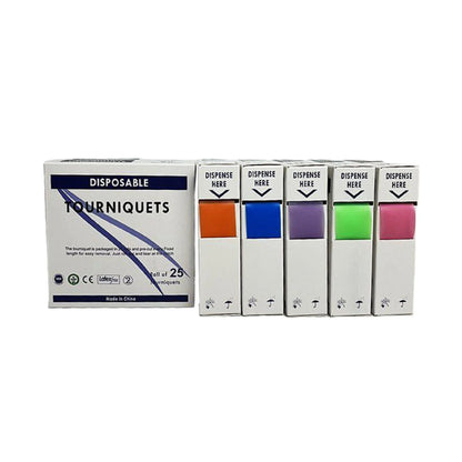 Free Shipping 25pcs/box Multi-color Available 2.5cm*45cm Disposable Tournique First-Aid TPE Medical Necessities Tourniquet Strap