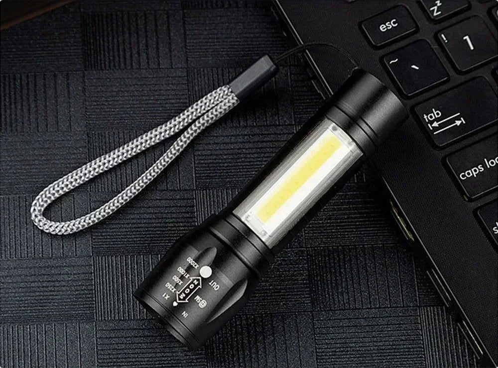 BALDR Mini Rechargeable LED Flashlight COB+XPE Portable Torch Zoomable Light Tactical Flashlight outdoor Camping Fishing Lantern