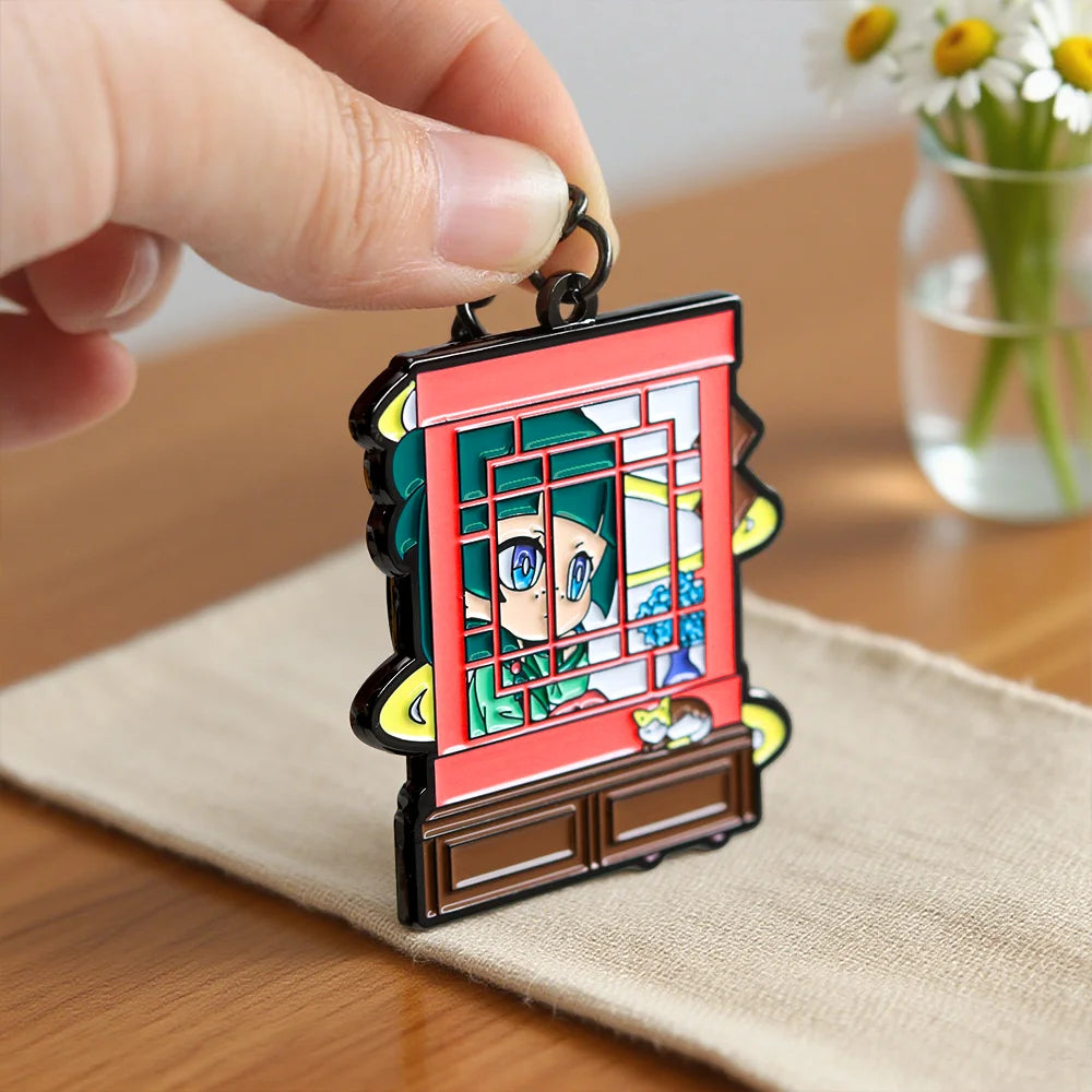 Chibi Maomao Sitting On The Windowsill Double Sided Enamel Keychain The Apothecary Diaries Key Ring Anime Fan Gift Pendant