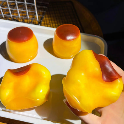 Pudding-shaped Squeeze Ball Caramel Crunchy Handmade Squishy Portable Diy Fidget Accessory For Stress Relief & Cute Desk Play