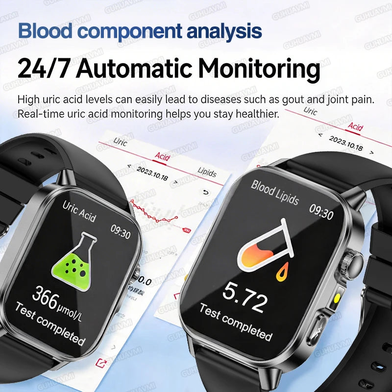 2026 New Accurate Diagnosis Smart Watch ECG Blood oxygen BP Uric acid Lipids Health HD AMOLED Screen call Smart watch Men Women