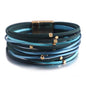 ALLYES Charm Triple Color Leather Bracelet for Women Bohemian Metal Beads Multilayer Thin Strip Wrap Bracelets Fashion Jewelry