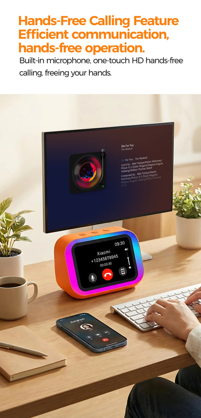 AI Bluetooth Speaker 5.4 AI voice assistant HD Touch Screen Display Electronic Album Alarm Clock Hands-free Calling