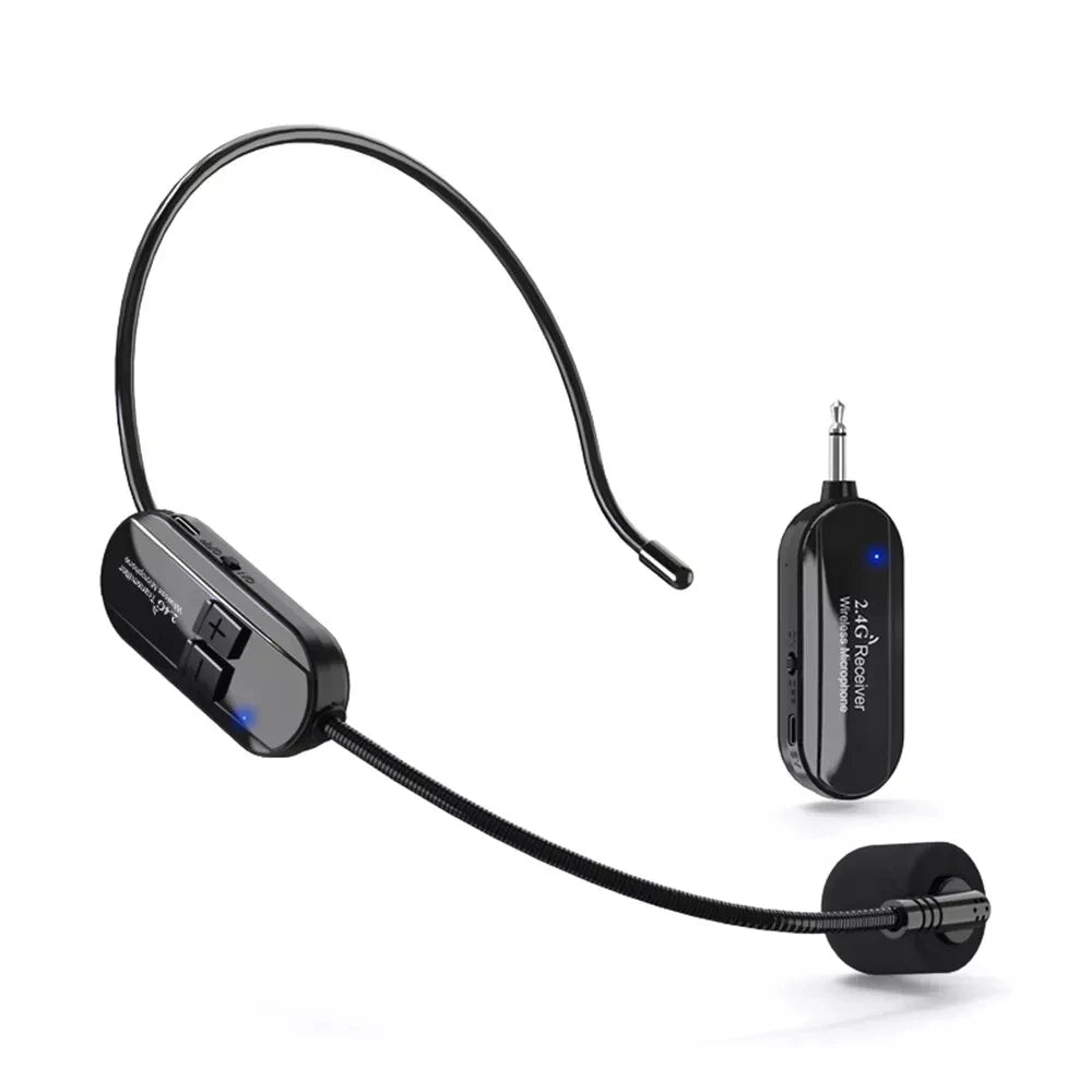 Wireless Headset Microphone Kit 2.4G with Transmitter And Receiver for Voice Amplifier Speaker Suitable for Teaching Stage Guide