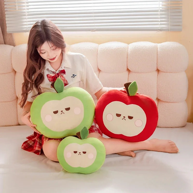 Squishy Red or Green Apple Plush Toy Pillow Stuffed Soft Fruit Apple Doll Cute Huggable Pillow Kids Christmas Birthday Gift