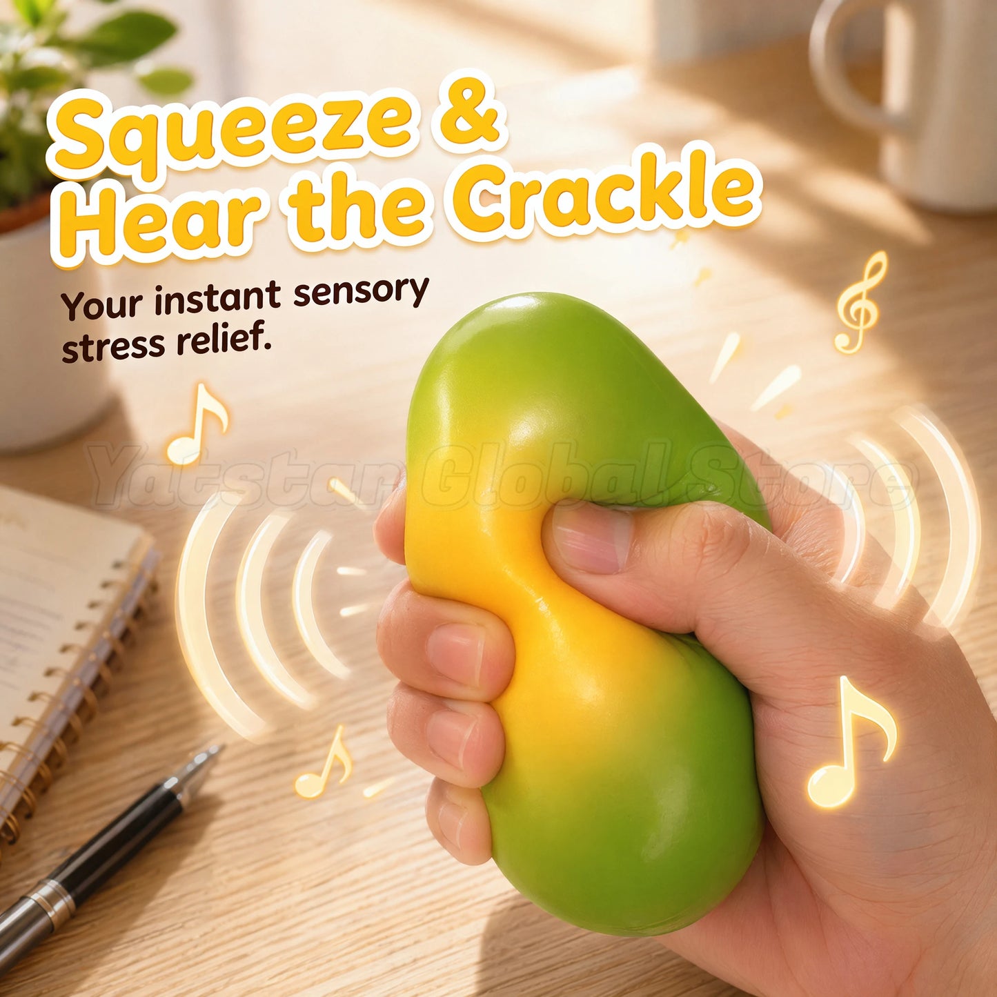 Color Changing Mango 크런치 말랑이 Squishy Fidget Toy Soft ASMR Sensory Squeeze Ball Anti-Anxiety Stress Relief Decompression Fun 말랑이