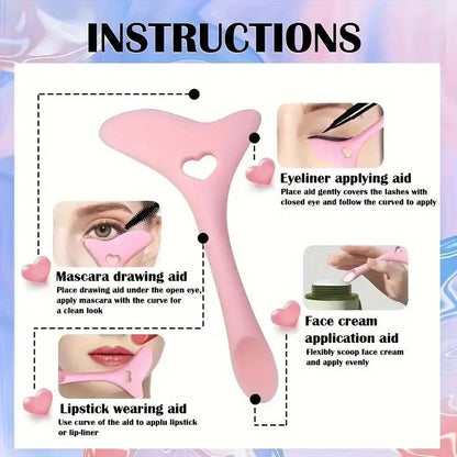 4pcs Beauty Eyelashes & Brows, Skin Types Eyeliner Stencil Set Tools for Perfect Eyeliner Aid for All Multifunctional Silicone