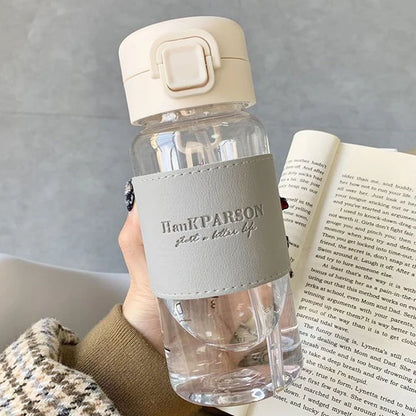 【LM】500ml Portable Water Bottle with Straw Creative Cute Leak-proof Plastic Drinking Bottle Milk Coffee Tea Juice Cup Drinkware
