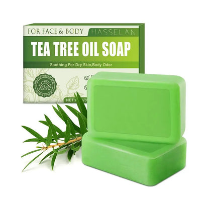 Green Tea Tree Soap, Soap Bar with Tea Tree Oil, Natural Soaps for Body Skin Cleaning,Gentle Exfoliating Bar Soap