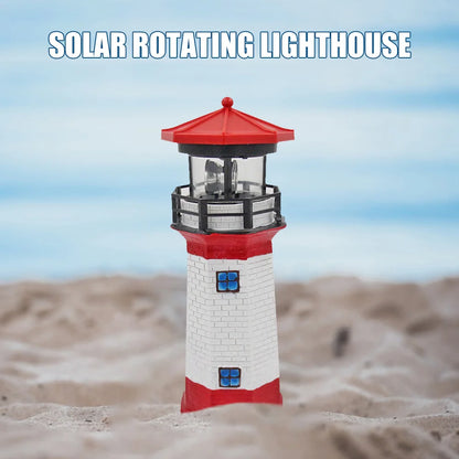 Lighthouse Shape Solar LED Light Garden Fence Yard Outdoor Adornment Smart Sensor Beacon Rotating Lamp Solar Light Decor