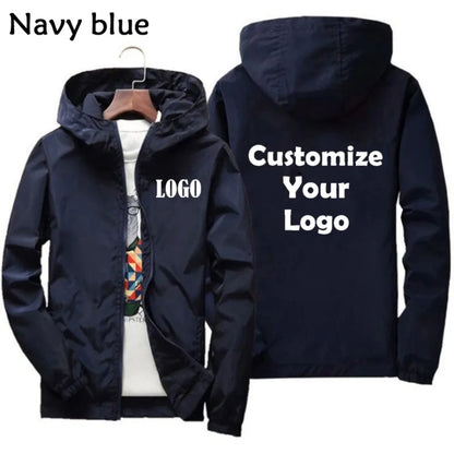 Customized Travel Team Zipper Jacket, Men's and Women's Hooded Unisex UV Resistant Waterproof Jacket, Outerwear, Spring, Summer,