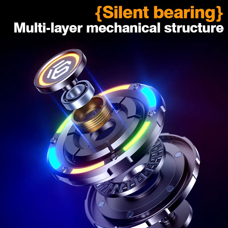 Metal EDC fidget spinner rotatable with luminous effect mechanical card-pushing function It's a stress-relieving toy Gifts  boys