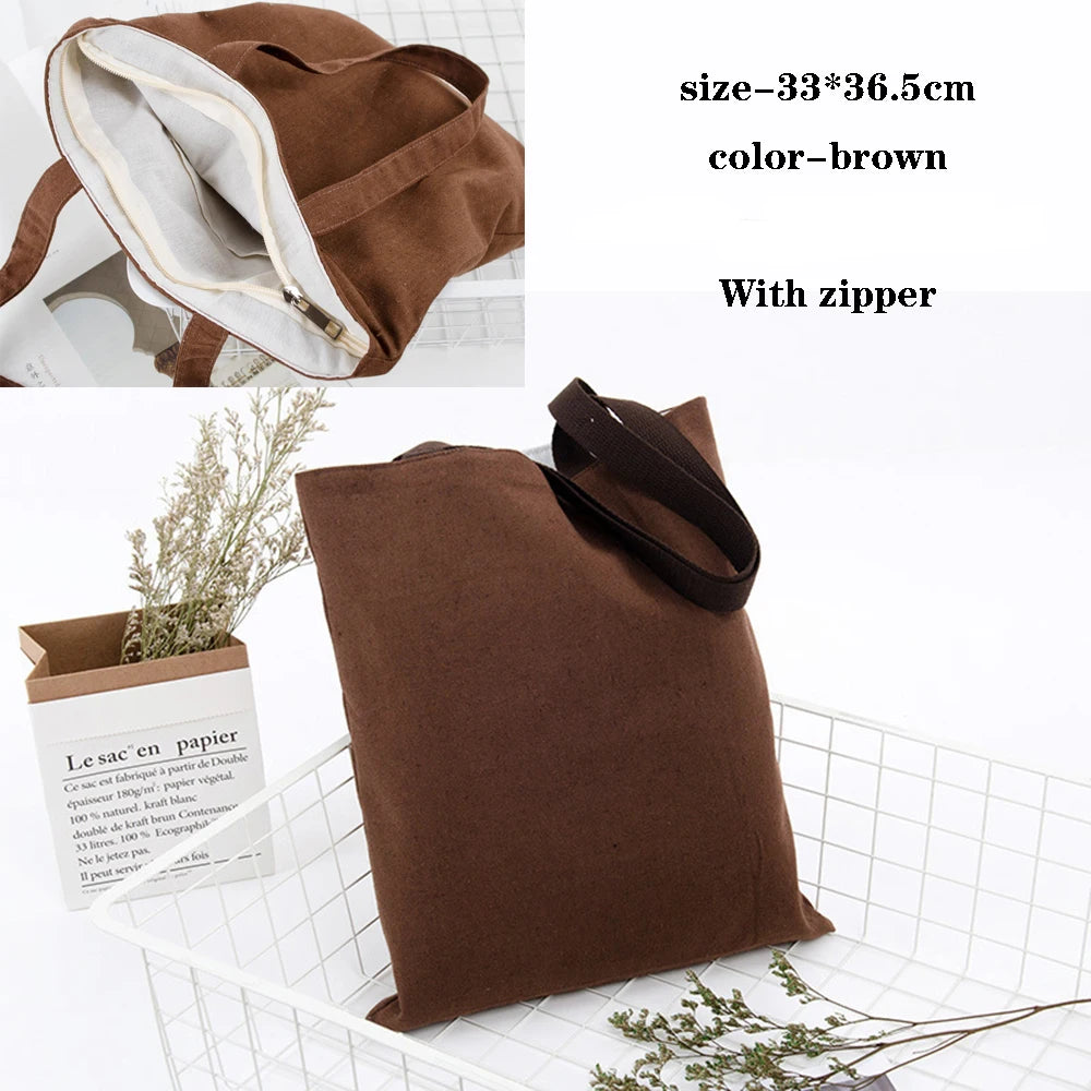 Canvas Cotton bag grocery handbag Foldable Fabric tote bag portable Storage organizer Shopping bag for woman Cloth organizer bag