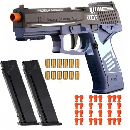 USP Soft Bullet Toy Pistol Shell Ejecting Continuous Firing Empty Hanging Design Outdoor Interactive Game Toy for Kids Gift