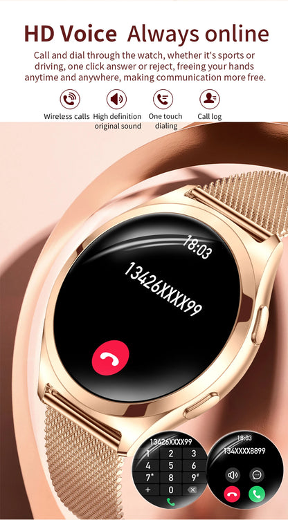 LIGE Luxury Smart Watch For Woman 1.27" Bluetooth Call Custom Dial Women's Bracelet Sports Health Monitor Smartwatch Ladies Gift