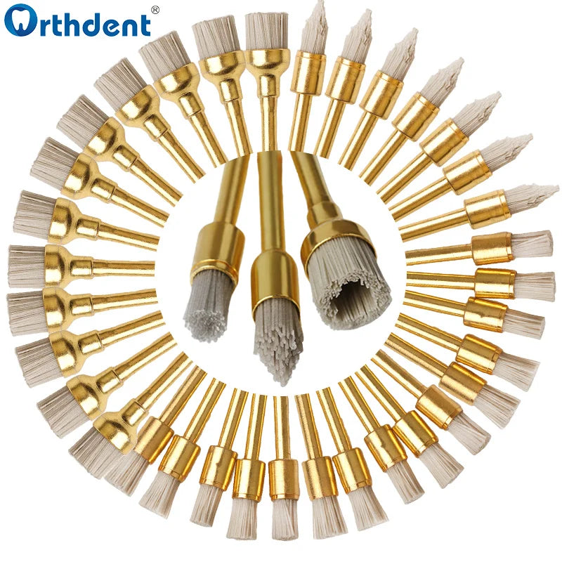 10Pcs Dental Polishing Brush Flat Sharp Bowl Type Aluminum Polisher RA 2.35mm Fit for Contra Angle Handpiece Dentistry Lab Tool