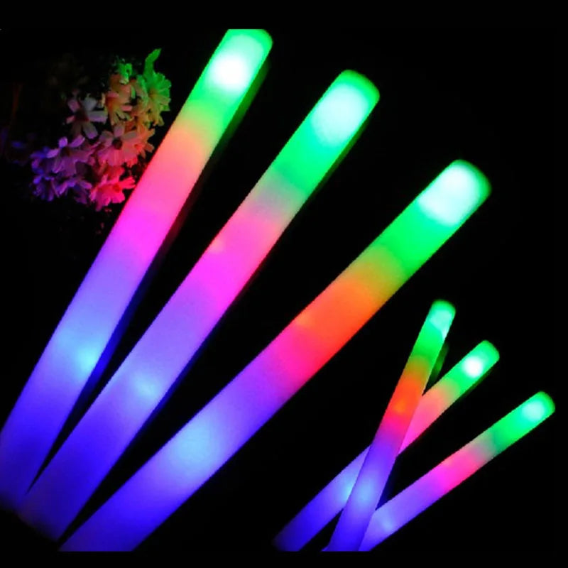 30/40/60/80/100/120Pcs RGB LED Glow Bulk Party Supplies Colorful Glow Sticks Foam Stick Cheer Tube Dark Light Birthday Wedding