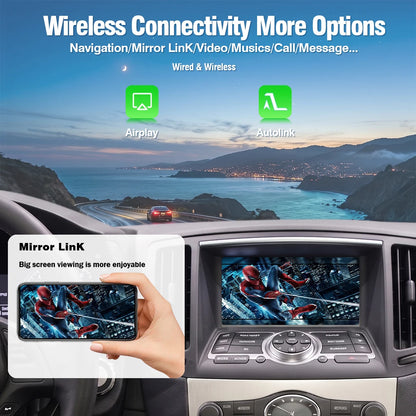 AUTOTOP Wireless CarPlay Android Auto Upgrade Adapter for Infiniti G35 G37 Coupe Sedan G M EX FX JX QX Series 2009-2014 Car AI Box, 7 8 inch HD Screen GPS Airplay BT, SWC Steering Wheel Control, Keep Original Factory System M