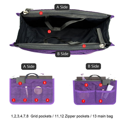 Multifunctional Bi-fold Storage Bag Large Capacity Makeup Bag with Mesh Grid Travel Storage Bag Mommy Bag Multi Pocket Cosmetic