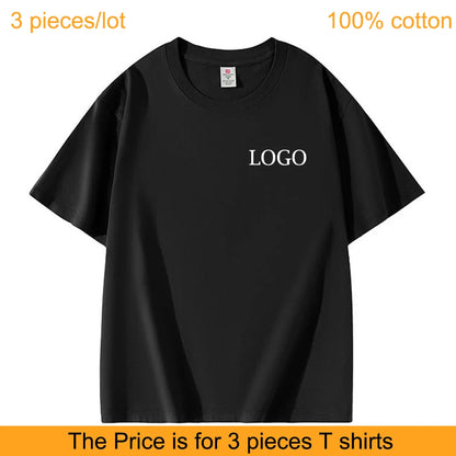 3pcs/lot Custom Workwear 100% Cotton T Shirt 220g Printed Embroidered Team Group Clothing Personalized Work Clothes Uniforms