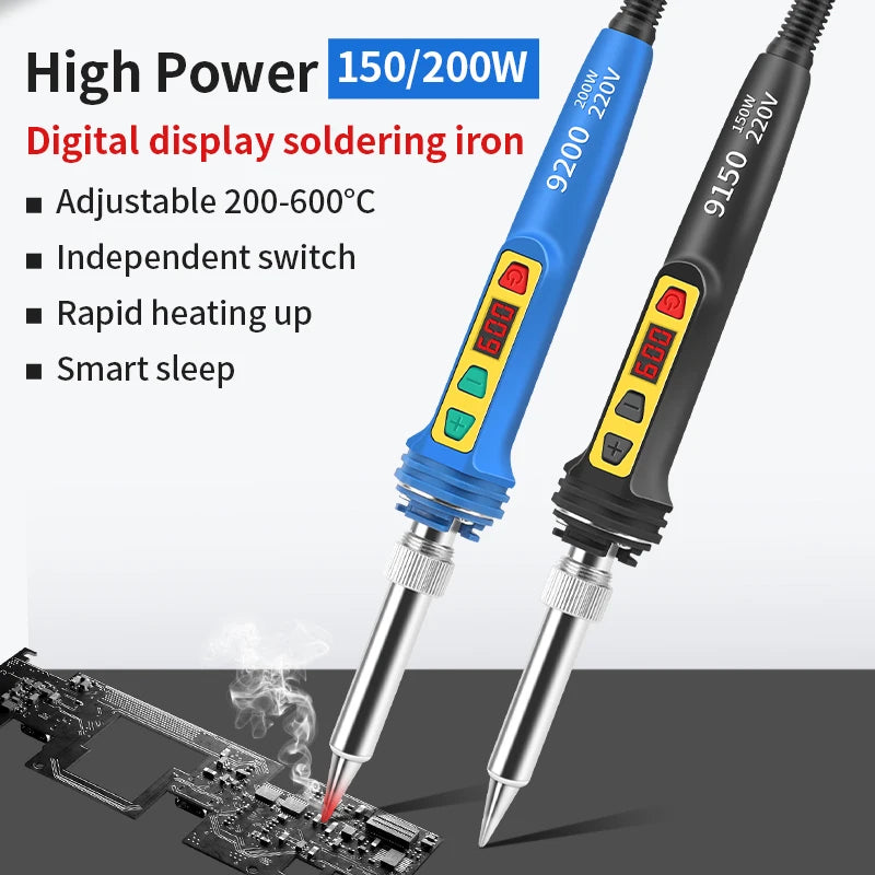 LUXIANZI 150W Digital Electric Soldering Iron Set 220V 200-600°C Adjustable Temperature LCD Solder Iron Welding Repair Tools Kit